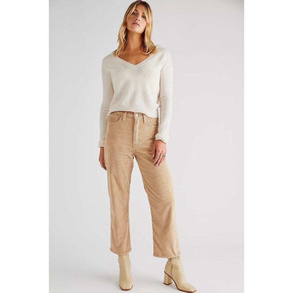 Levis Premium Ribcage Straight Ankle Jean Granola Brown Corduroy Pants Boho New